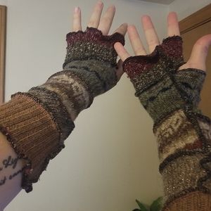 Katwise fingerless gloves gauntlets in autumn colors